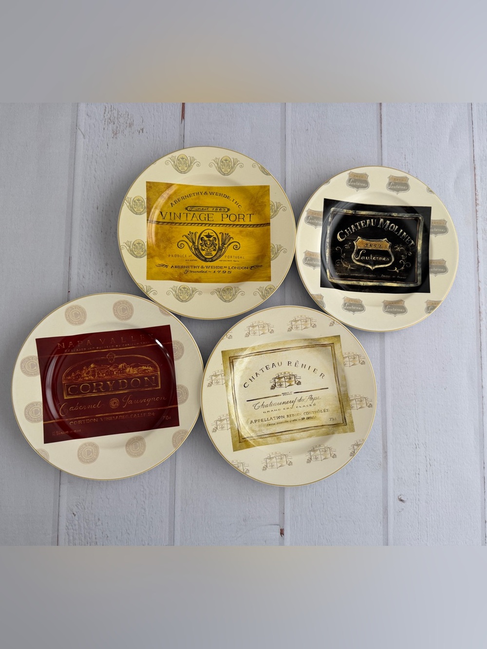 Sakura Wine Collection Stoneware Plates Set of 4 Angela Staehling Vineyard Decor